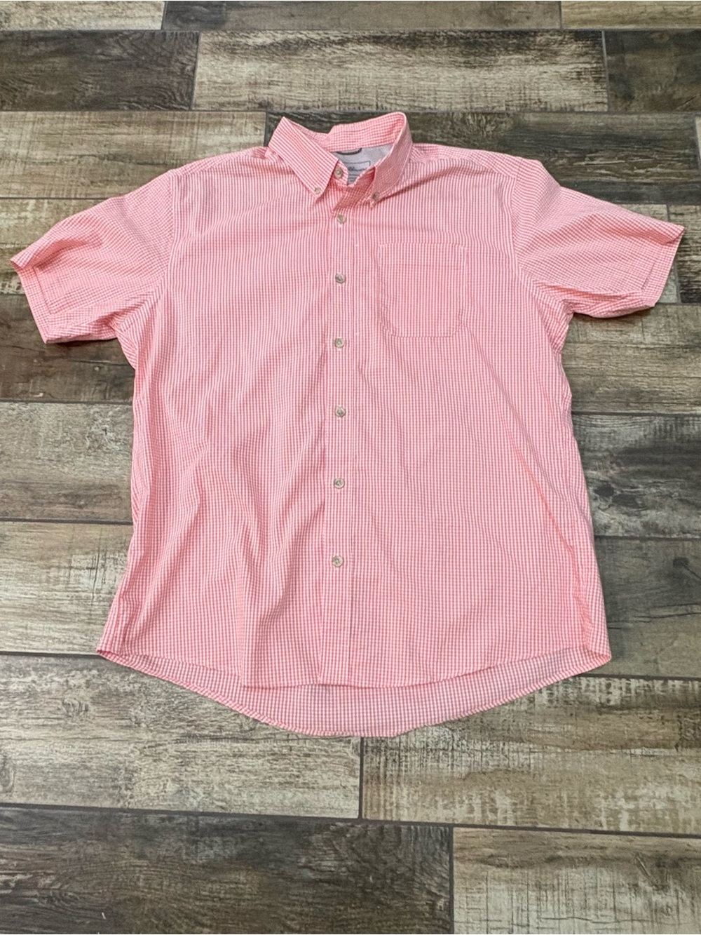 Eddie Bauer Pink Gingham Short Sleeve Button-Down Shirt